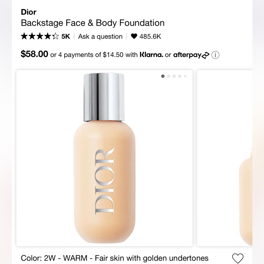 Dior backstage face and body foundation